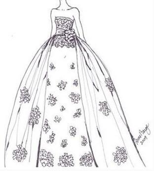公主裙简笔画晚礼服素描画