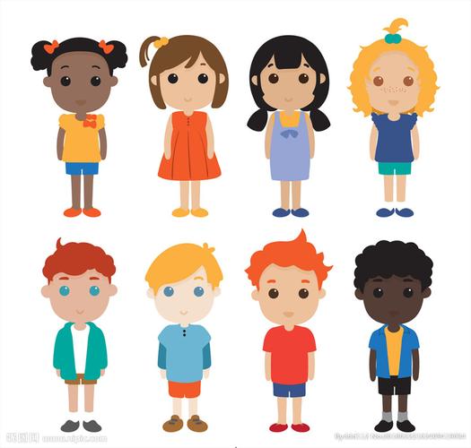 8款可爱站姿儿童矢量素材图片