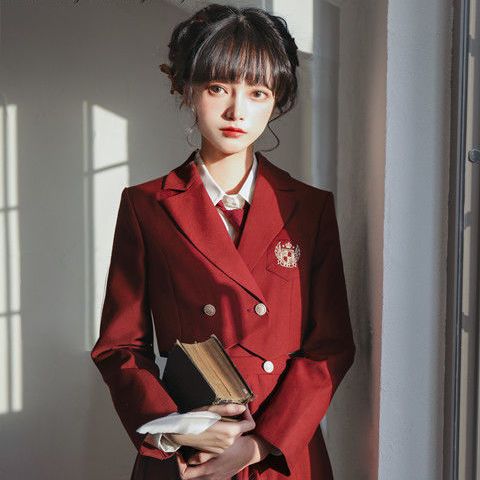 胡桃木jk 【锡兰红茶】原创jk制服西式护奶裙西装外套