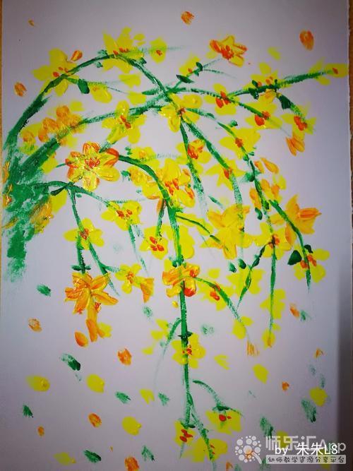 幼儿园水粉水墨画绘画迎春花——师乐汇幼儿教师教育网