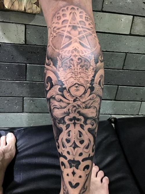 包小腿_纹身图案手稿图片_叶森的纹身作品集