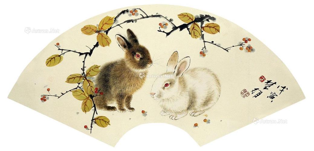 【兔 扇面 纸本】拍卖品_图片_价格_鉴赏_绘画_雅昌品