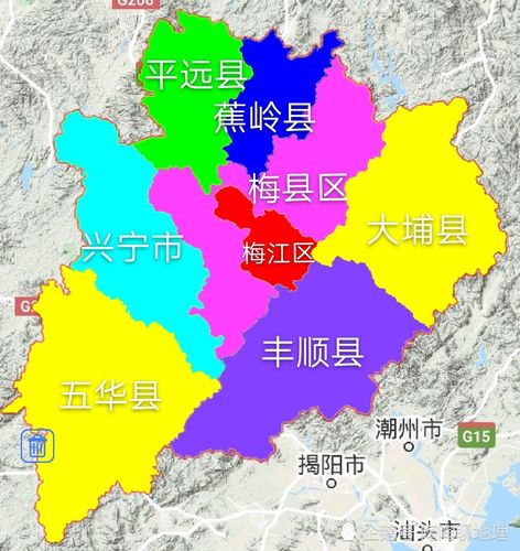 广东省梅州市,城区面积排名,兴宁市,梅江区,五华县