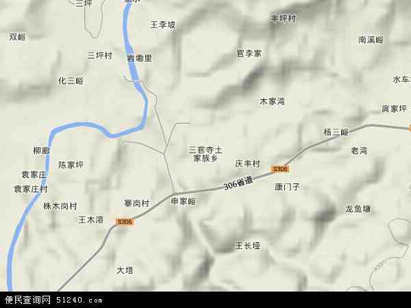 中国湖南省张家界市慈利县三官寺土家族乡地图(卫星地图)