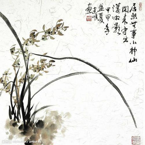 水墨兰草及兰草诗词欣赏