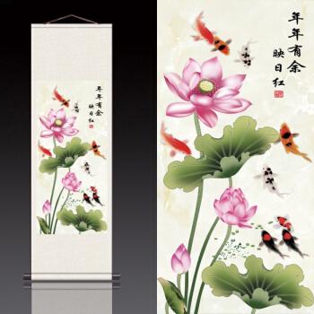 九鱼荷花图为灯具调节风水招财纳福