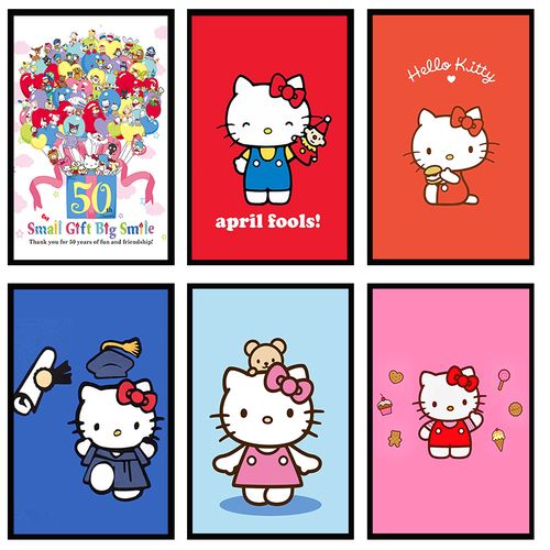 可爱kitty猫图片,kitty猫图片粉色壁纸 hello kitty装饰画幼儿园女儿童房可爱挂画墙画壁画有框画凯蒂猫