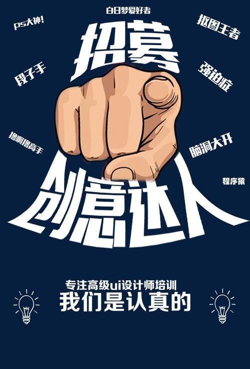创意达人 招募海报 手绘图案 手指 招聘