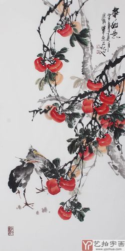 【已售】石云轩四尺竖幅写意花鸟画《事事如意》