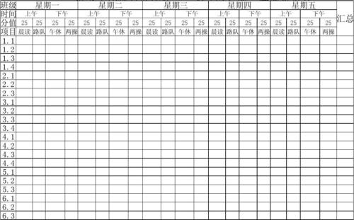 免费文档 所有分类 表格/模板 表格类模板 (第周)班级纪律评比表