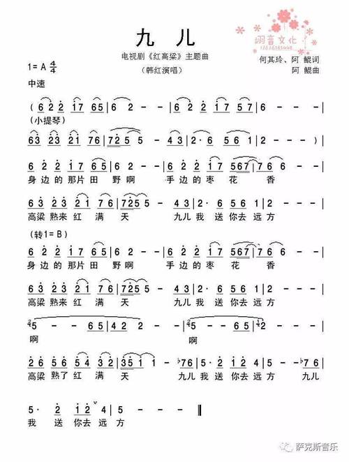 【九儿】韩红经典歌曲《红高粱》的片尾曲(深情萨克斯