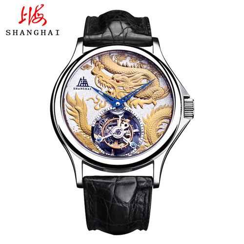 上海手表上海牌手表男表陀飞轮机械时尚潮流镂空尊贵商务限量龙年纪念