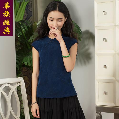 华族经典民国风真丝唐装女短袖复古文艺香云纱茶服改良旗袍上衣夏