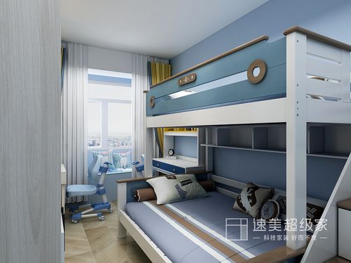 儿童卧室装修效果图中可以用地毯增加房间的层次感,同时搭配其他的