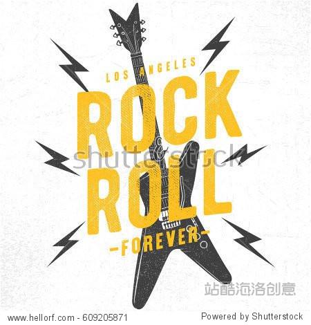 rock and roll sign. slogan