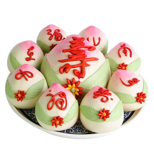 正宗山东寿桃糕点点心馒头老人生日中式蛋糕祝寿花饽饽面食宴会