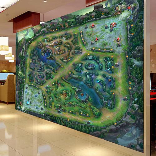 lol游戏地图3d立体壁画 网吧网咖主题壁纸 英雄联盟王者荣耀墙纸