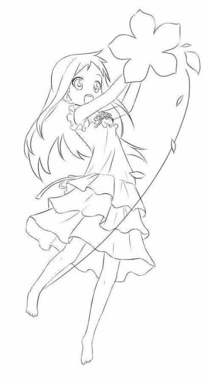 面码 本间芽衣子 未闻花名 线稿