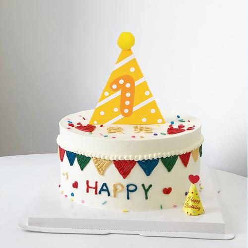 网红三角帽蛋糕装饰插件韩式风格凹凸立体生日蛋糕派对装饰插旗