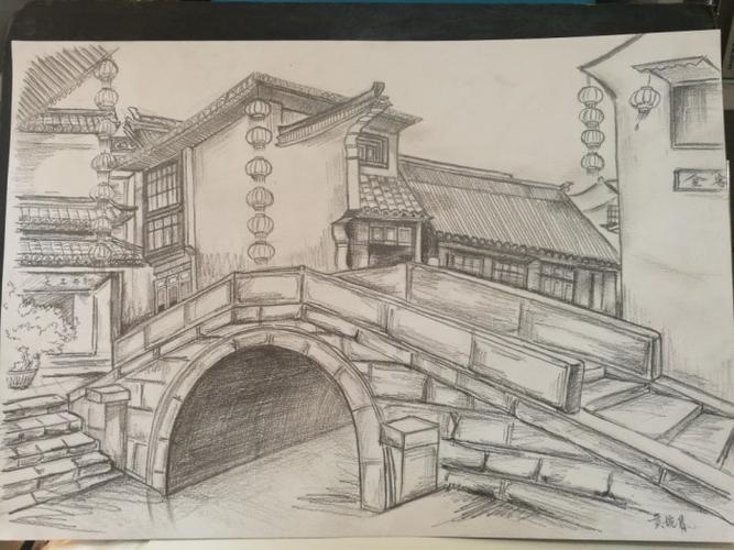 孩子的素描风景作品