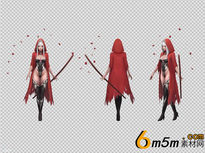 fbx max 血红色斗篷银色头发的血腥魔女模型