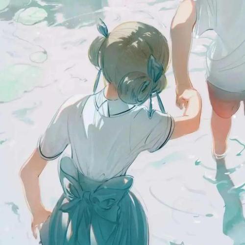 可爱呆萌情侣头像一左一右情头动漫一男一女超甜