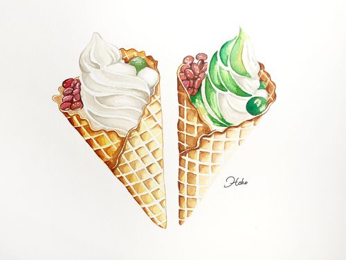 水彩～冰淇淋|插画|插画习作|hekoli - 临摹作品