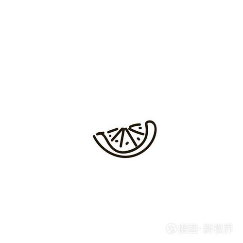 柠檬片和阴影. 简单的素描笔风格. 平面标志性符号