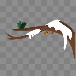 落雪的树枝手绘插画