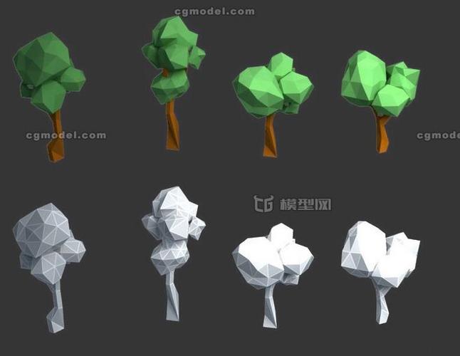 3d树木q版卡通树木简模,lowpoly植物模型卡通树-cg模型网(cgmodel)