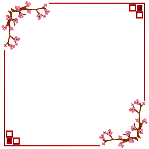 红色花卉边框