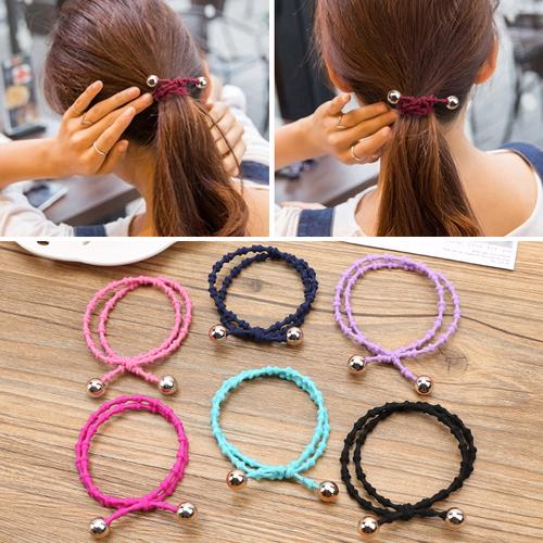 韩国发饰头饰 藕节双层蝴蝶结发绳 高弹力发圈皮筋头绳橡皮筋3g_7折