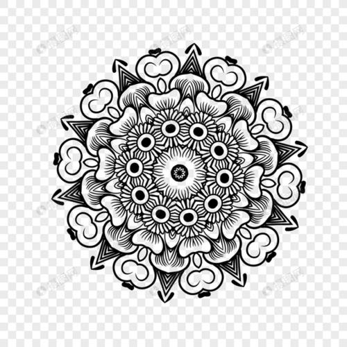 黑色手绘曼陀罗图案