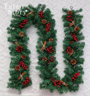 饰品27米藤条花环商场门店门挂场景布置节日用品摆件装扮圣诞装