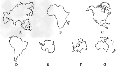 读下列七大洲轮廓图回答问题1请将图中各大洲的名字分别填在它们各自