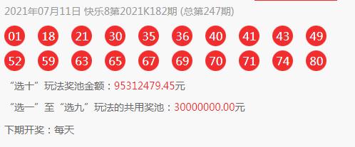2021年 开奖时间7月11日 福彩双色球 福彩快乐8 开奖提示: 2021年7月