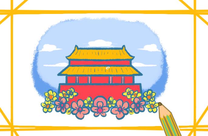 美丽的天安门简笔画图片教程步骤
