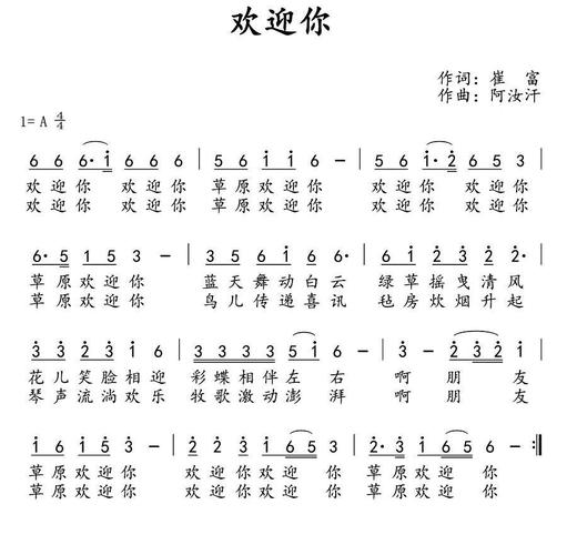 欢迎你_简谱_搜谱网