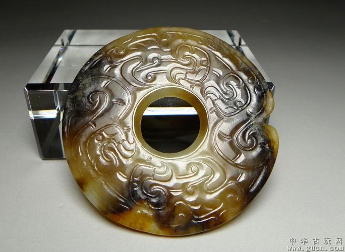 商代/古玉/老玉/黄玉荔枝冻三彩沁双面满工虎纹玉璧/极致包浆包老