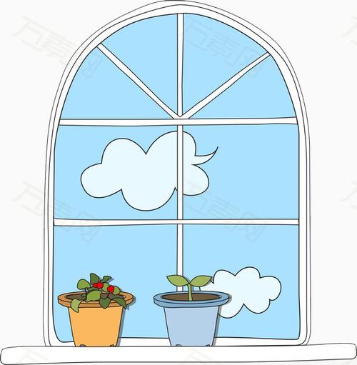 手绘玻璃窗_卡通手绘_650*664px_编号188082_png格式
