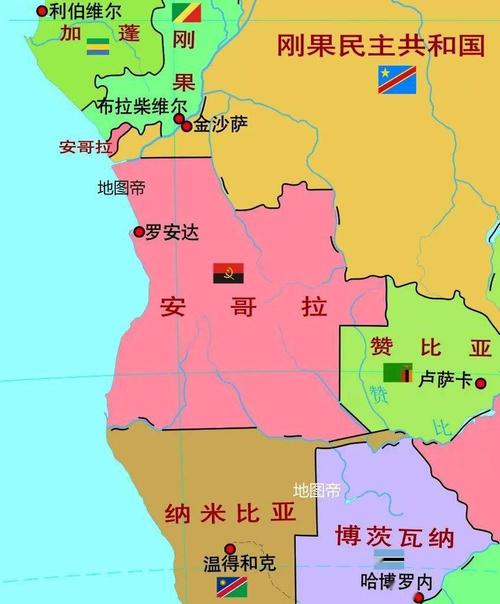 安哥拉地图 然后还发现安哥拉的地图超特别,有一块飞地被刚果兄弟团