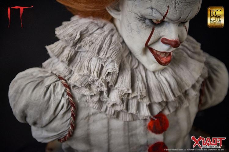 传神的诡异笑容,小丑的妆容,宽大额头上的深刻裂痕,以及拉夫领,红彩球