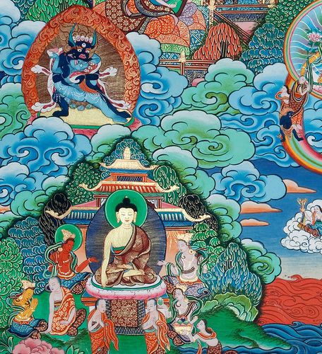 藏传佛教唐卡弥勒菩萨净土装饰字画 文化礼品