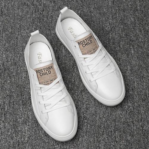 馨热风向品牌男鞋夏季透气薄款小白鞋男士休闲鞋韩版潮流板鞋真皮白