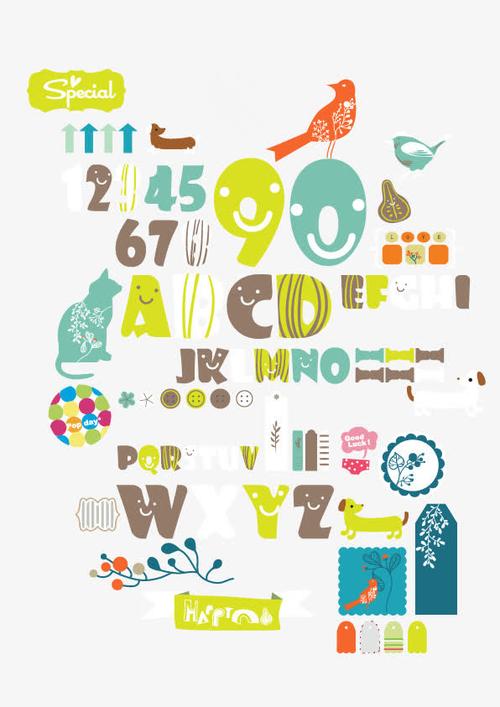 字母,艺术字,阿拉伯数字,矢量素材,彩色字母,英文字母合集,矢量