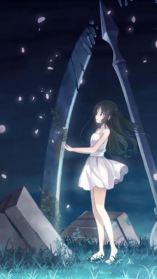 深蓝色意境唯美动漫qq皮肤大图