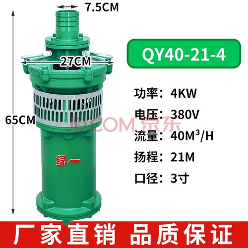 绿一qy油浸式三相潜水泵农用灌溉高扬程大流量抽水机抽水泵380v 4kw 3