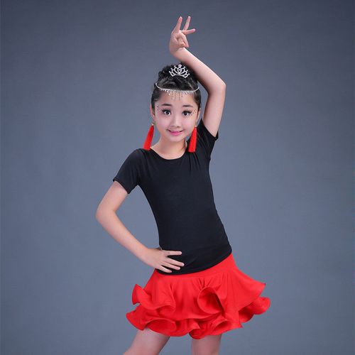 儿童舞蹈服女童拉丁舞裙练功服送裤袜