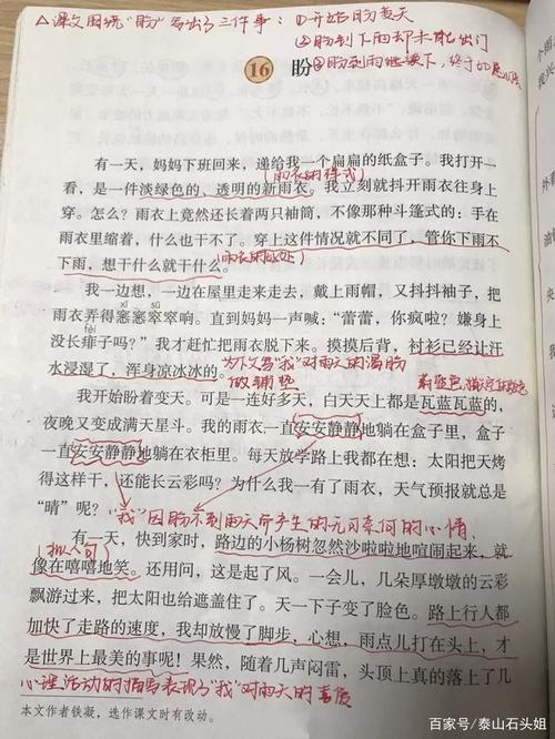 六年级语文上册第十六课《盼》课文笔记,预习和复习专用,收藏