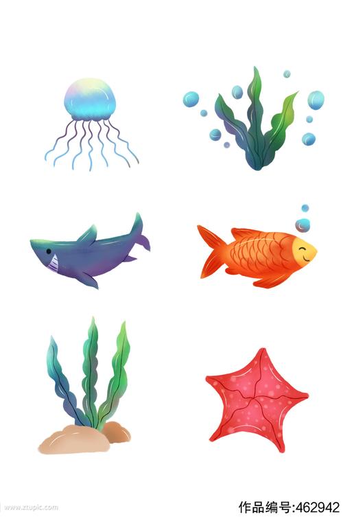 卡通海洋世界海洋生物设计素材